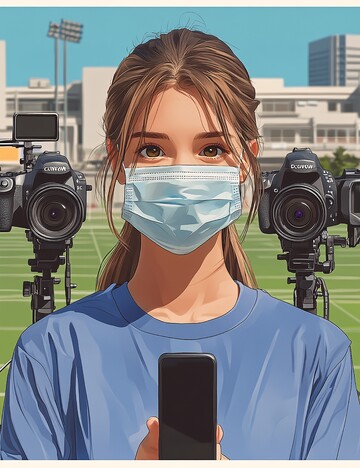 女记者采访田径场1