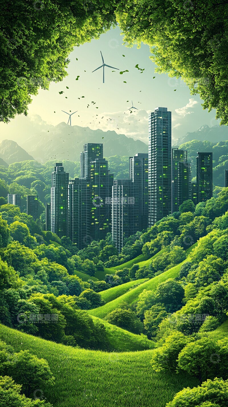 绿色环保城市背景1