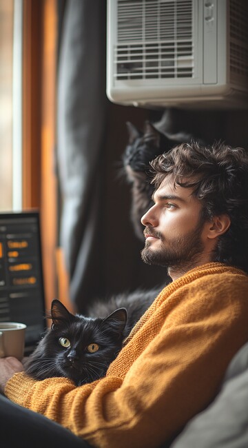 男子沙发电脑旁1