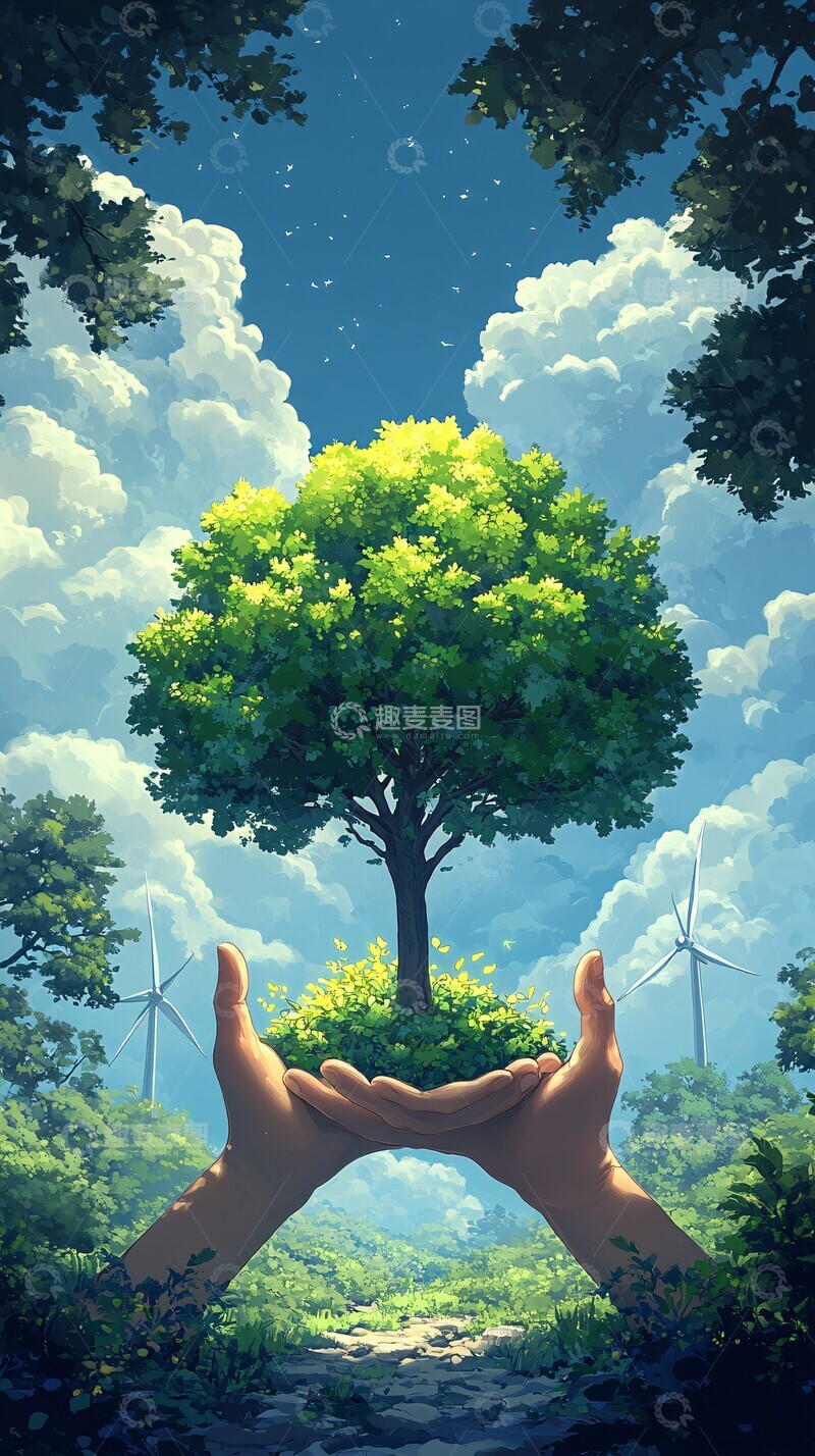 高清大图下载【趣麦麦图】阳光树苗阳光树苗绿色3