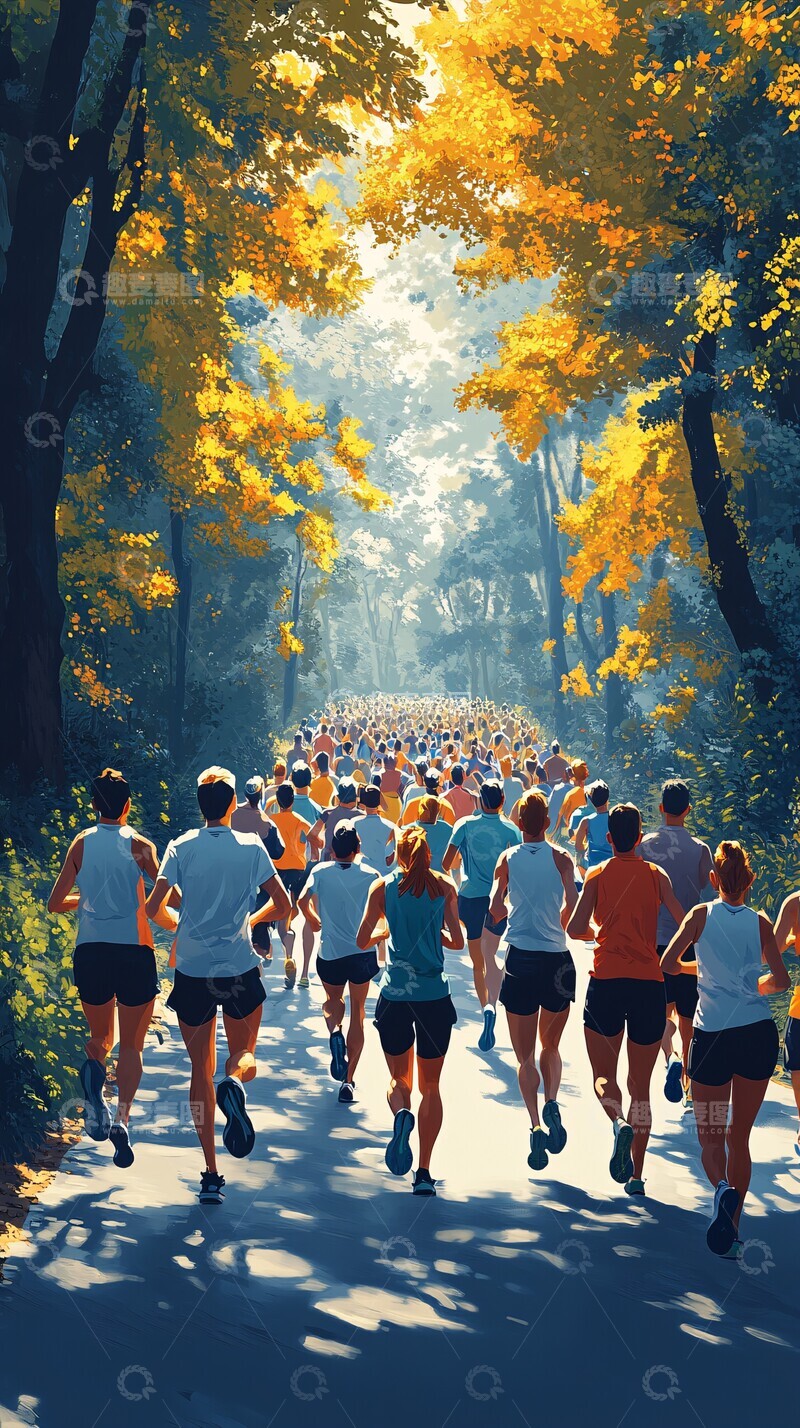 高清大图下载【趣麦麦图】赛跑人群赛跑人群彩色1