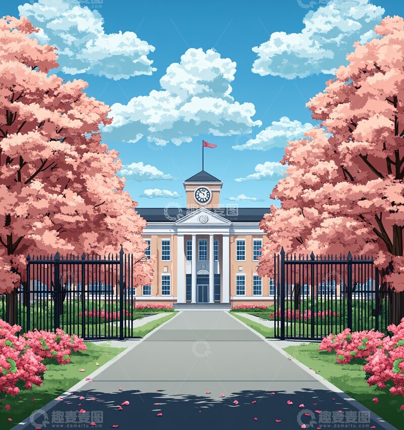 高清大图下载【趣麦麦图】学校大门与主楼2