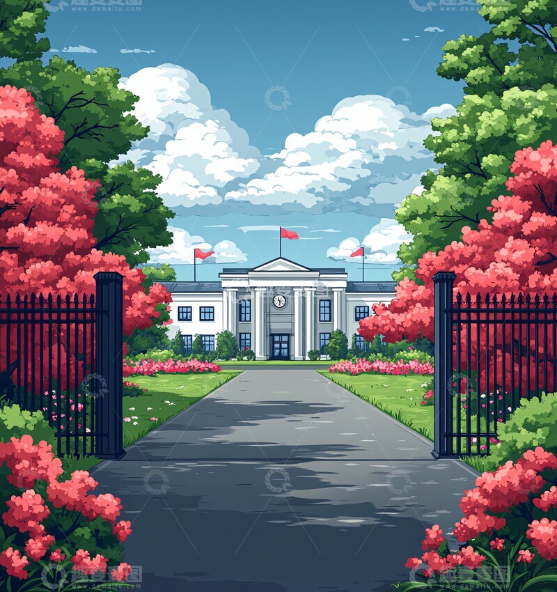 高清大图下载【趣麦麦图】学校大门与主楼5