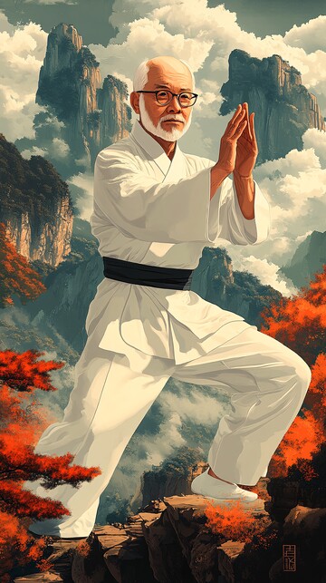 太极老人练功图2