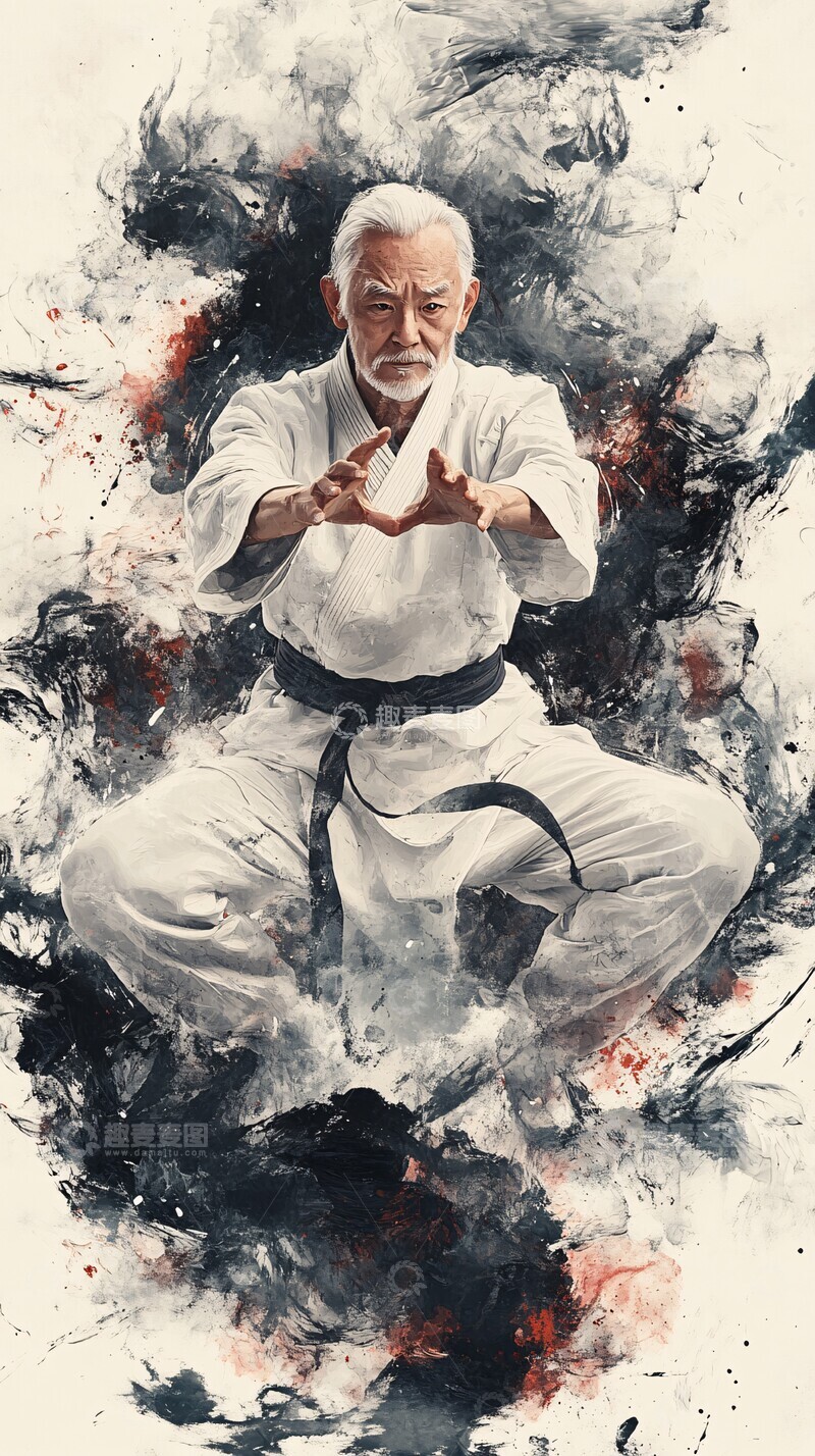 老人练太极老人白色太极