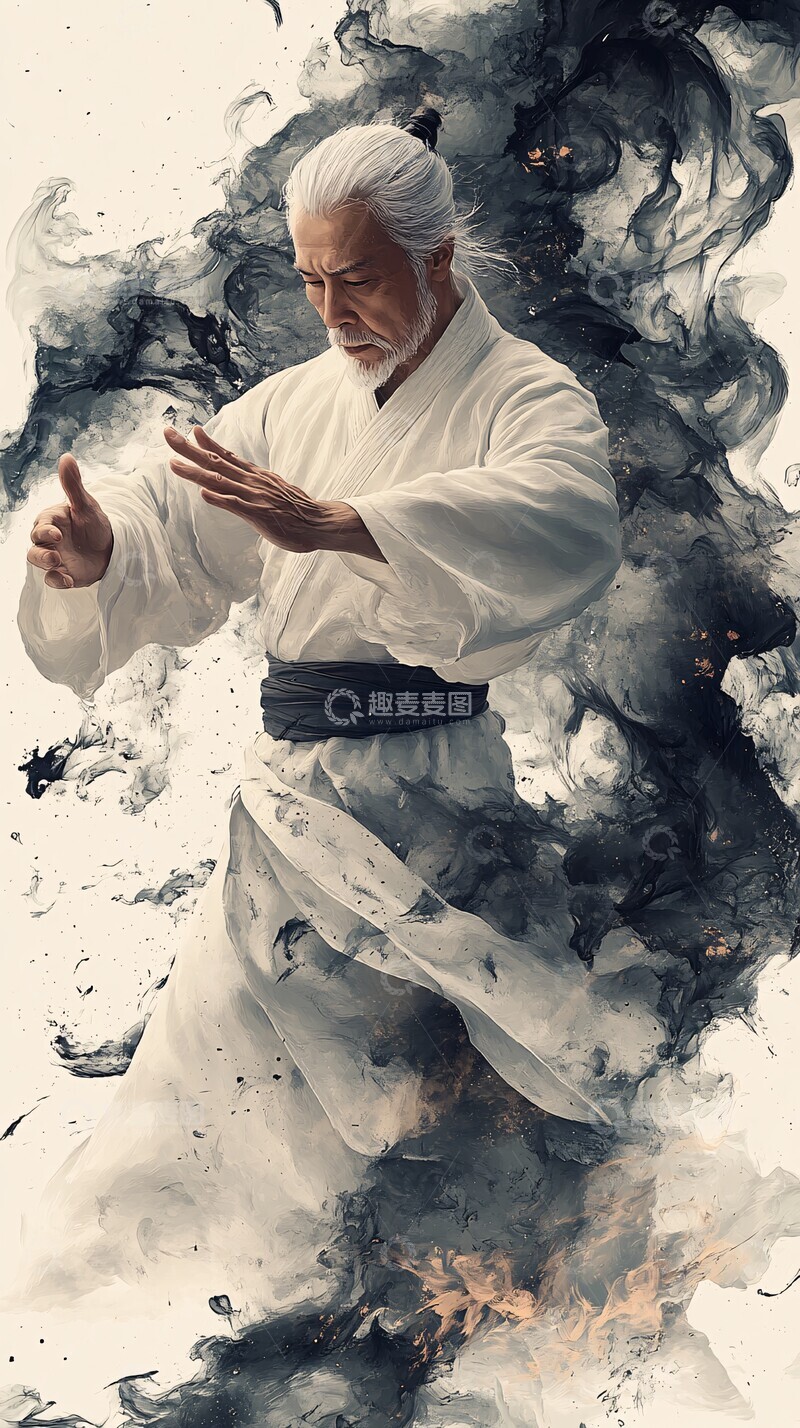 老人练太极老人白色太极1