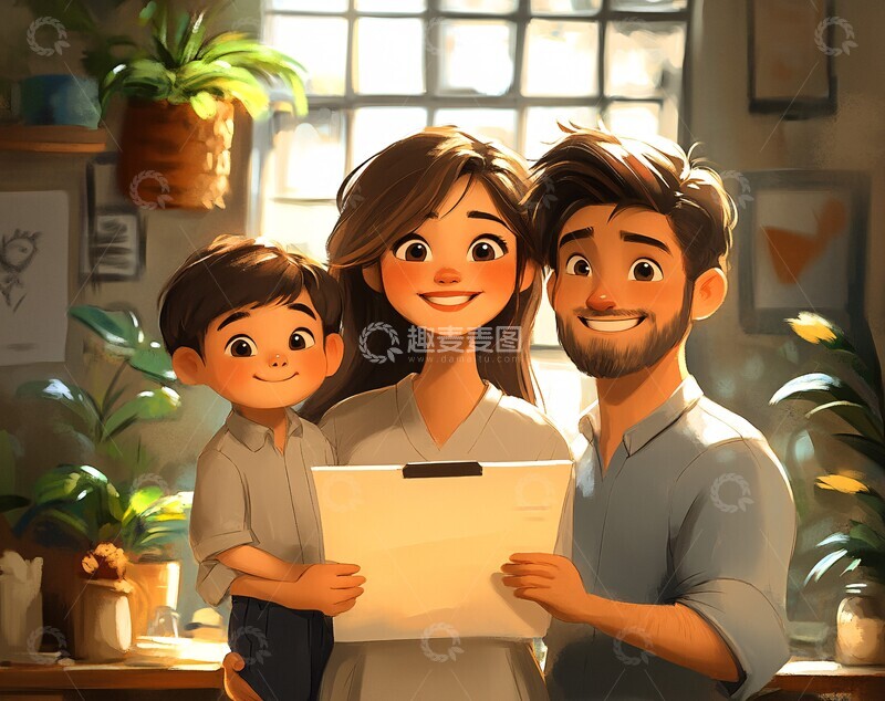 高清大图下载【趣麦麦图】母亲与孩子的考试卷3