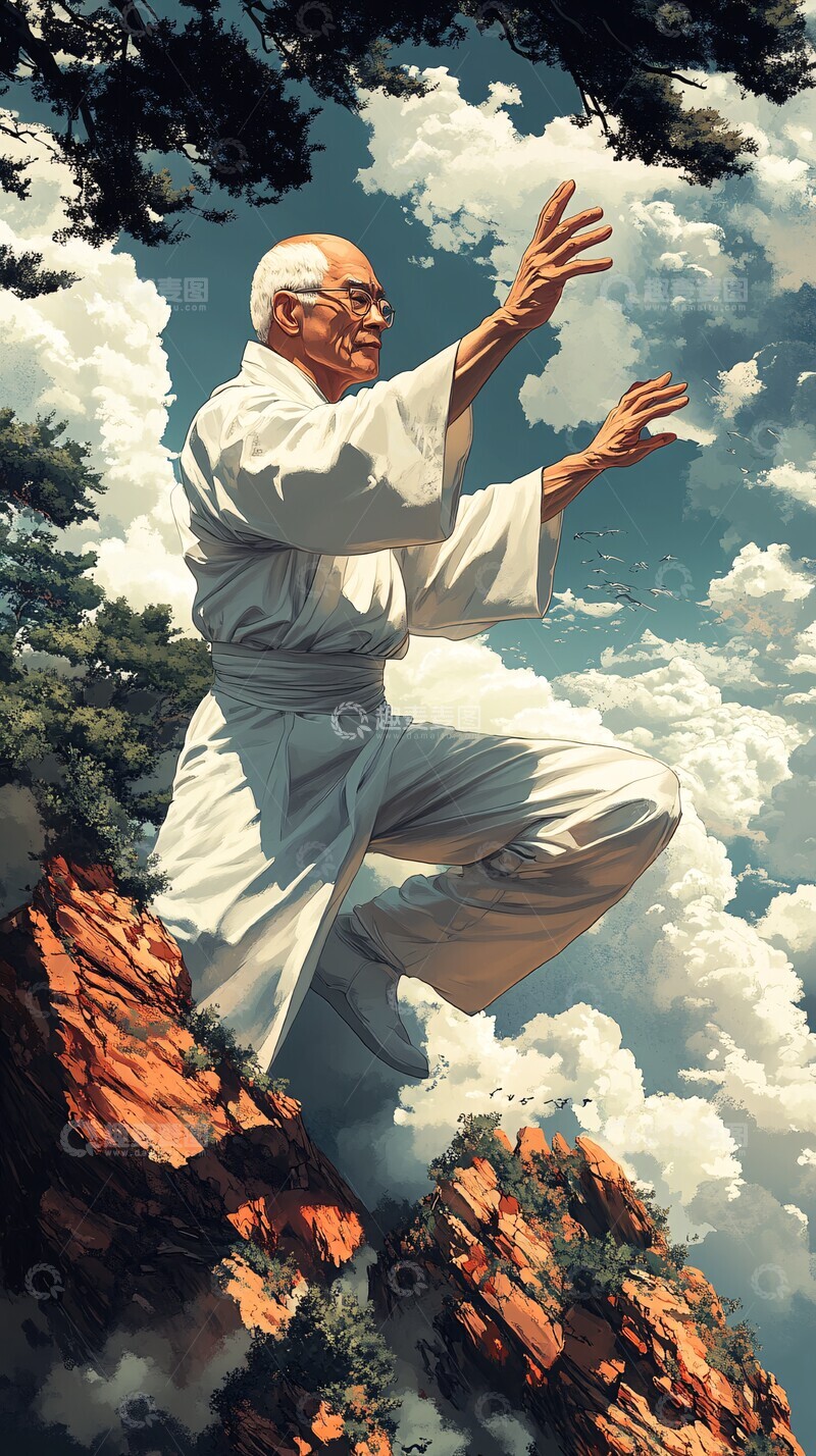 太极老人练功图1