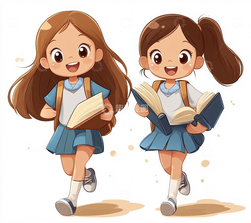 高清大图下载【趣麦麦图】学校女孩读书跑向2