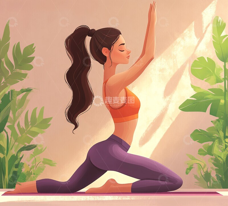 高清大图下载【趣麦麦图】瑜伽女子家居角落3