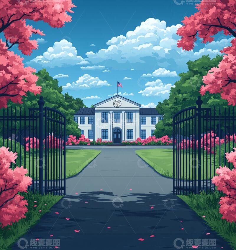高清大图下载【趣麦麦图】学校大门与主楼4