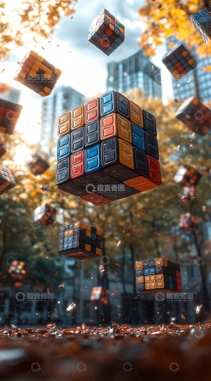 高清大图下载【趣麦麦图】魔方天空漂浮2