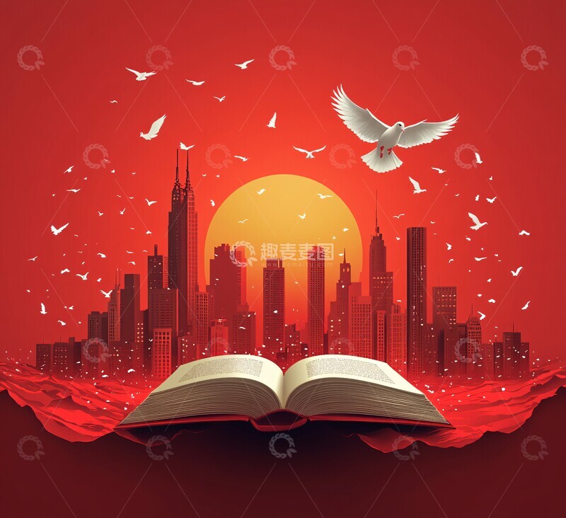 高清大图下载【趣麦麦图】书页与城市的邂逅3