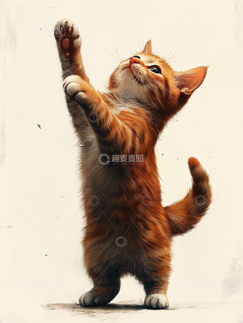 高清大图下载【趣麦麦图】猫站立伸爪站立伸爪玩耍3