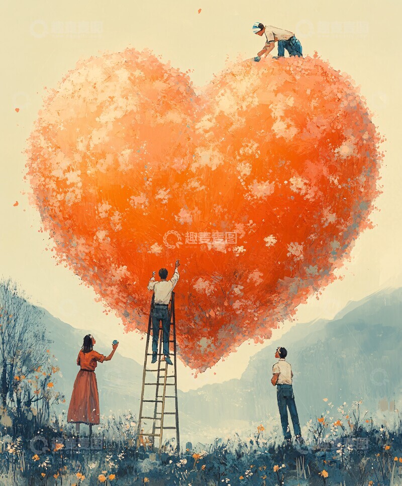 高清大图下载【趣麦麦图】三人修补桃心桃2