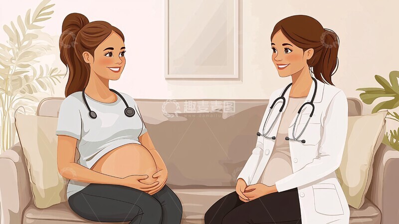 高清大图下载【趣麦麦图】孕妇与医生孕妇医生医疗3
