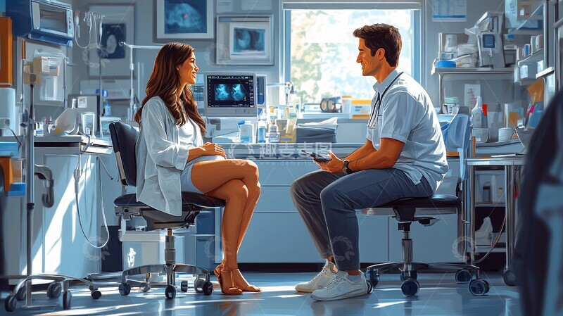 高清大图下载【趣麦麦图】孕妇超声检查场景3