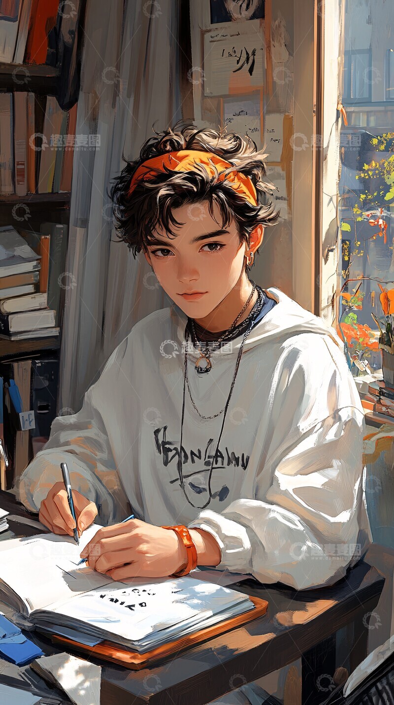 男孩加油写作业3