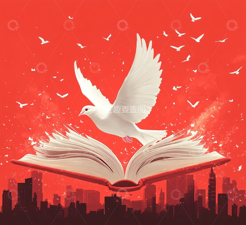 高清大图下载【趣麦麦图】书页与城市的邂逅1