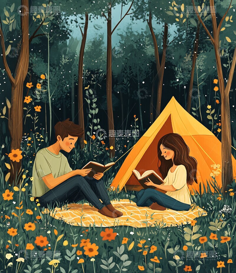 高清大图下载【趣麦麦图】情侣野餐情侣野餐草地1