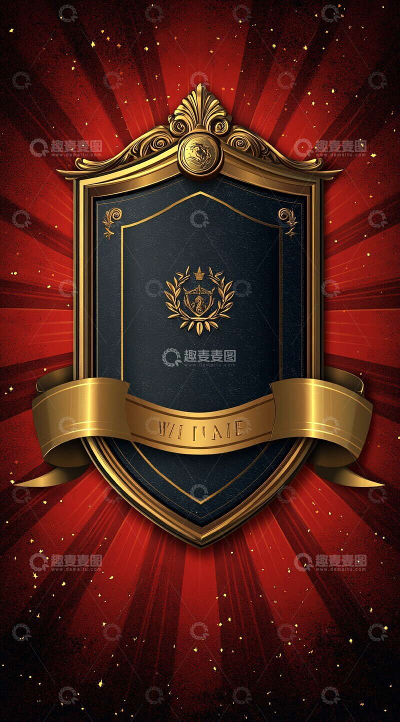 高清大图下载【趣麦麦图】光芒背景与金色盾牌3