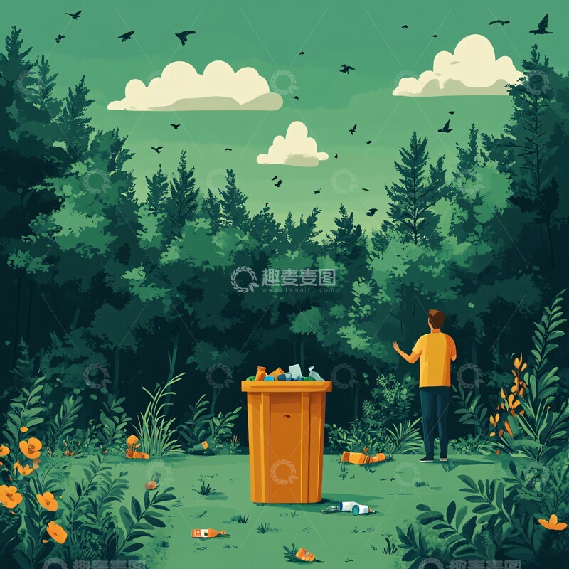 高清大图下载【趣麦麦图】男子扔垃圾入户外箱1