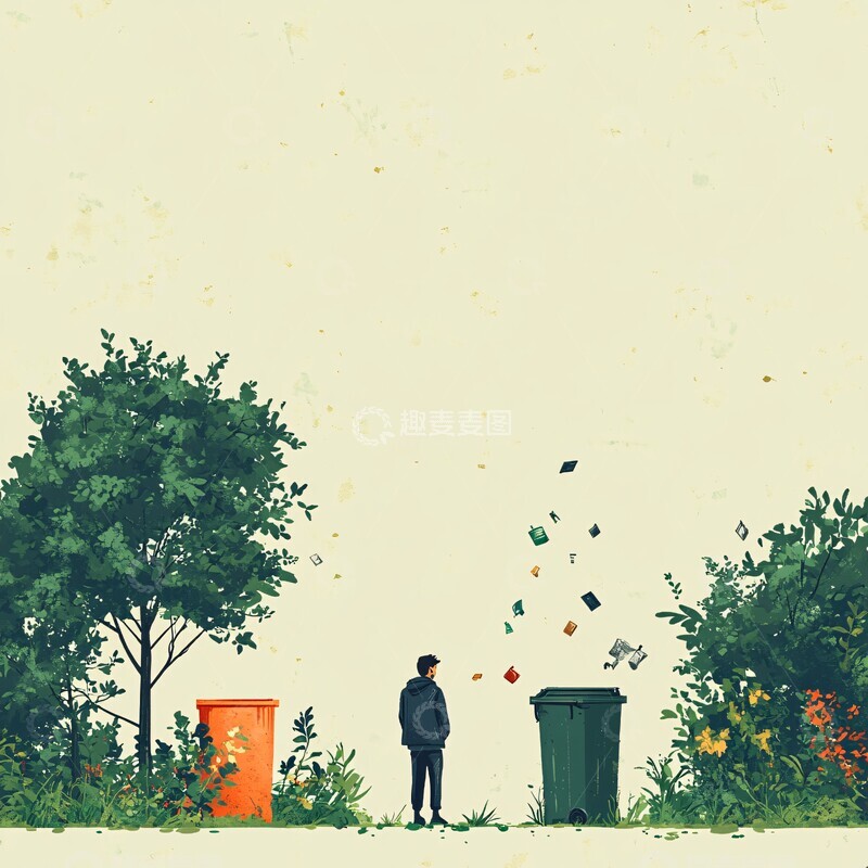 高清大图下载【趣麦麦图】男子扔垃圾入户外箱2