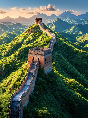 长城与夕阳下的绿意3