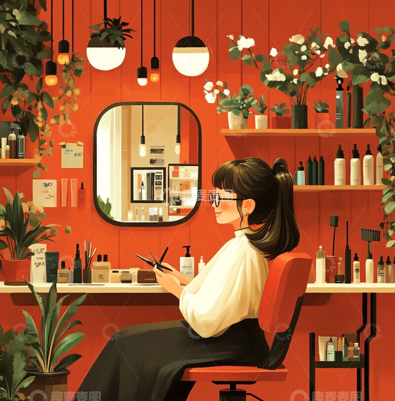 高清大图下载【趣麦麦图】女子理发店剪发2