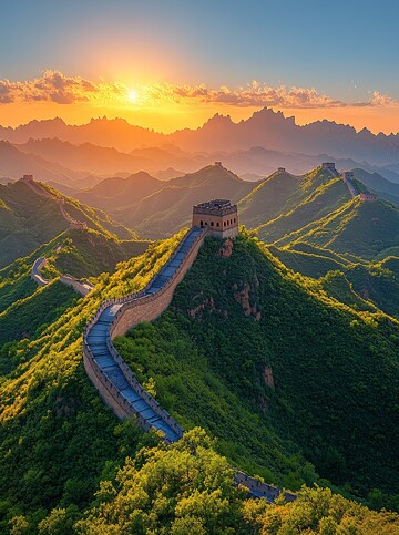 长城与夕阳下的绿意2