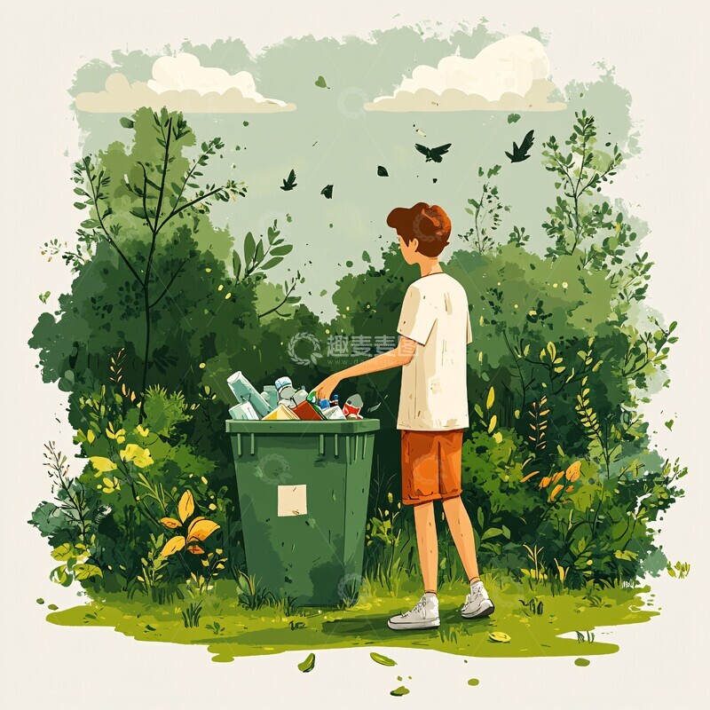 高清大图下载【趣麦麦图】男子扔垃圾入户外箱3
