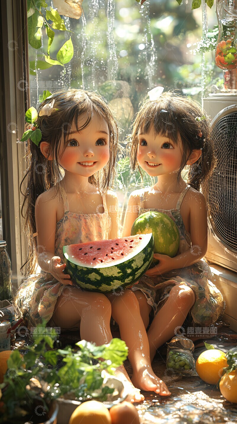 高清大图下载【趣麦麦图】西瓜与水果的夏日1