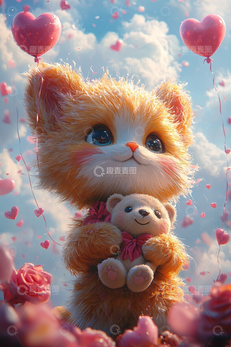 高清大图下载【趣麦麦图】玫瑰云朵情人节3