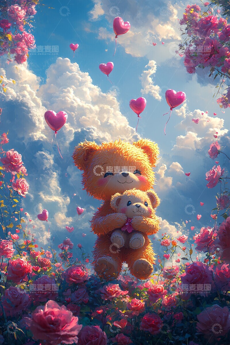 高清大图下载【趣麦麦图】玫瑰云朵情人节2