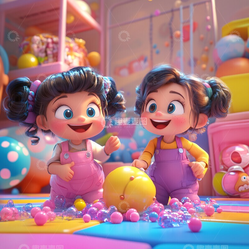 高清大图下载【趣麦麦图】女孩玩乐梦幻背景2