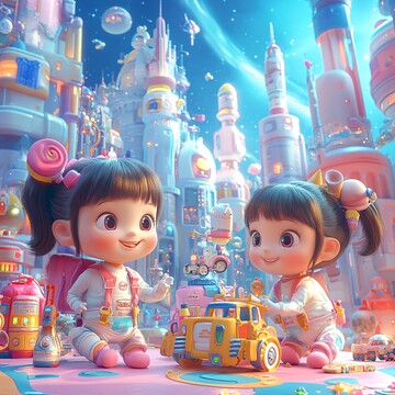 女孩玩乐梦幻背景3