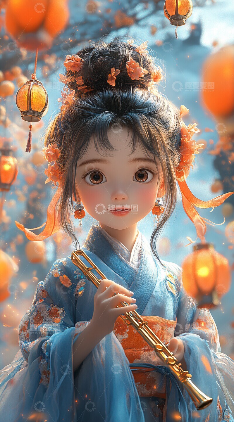高清大图下载【趣麦麦图】飞舞的女孩与长笛3