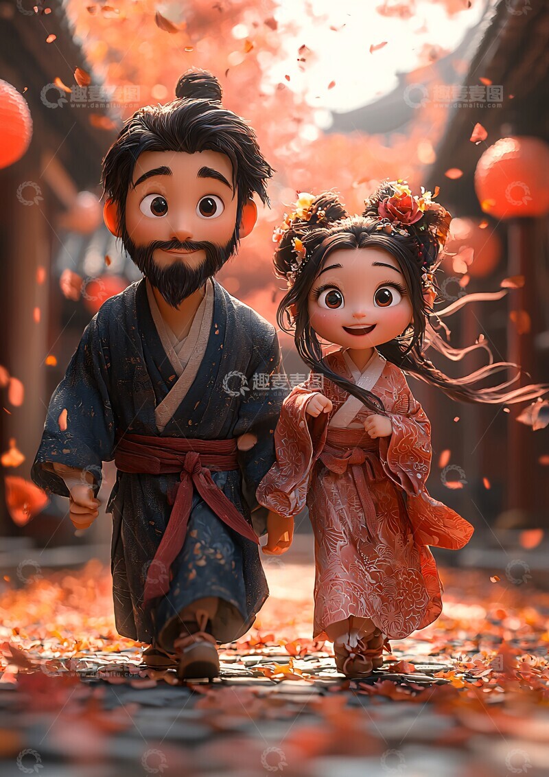 高清大图下载【趣麦麦图】传统服饰青年奔跑3