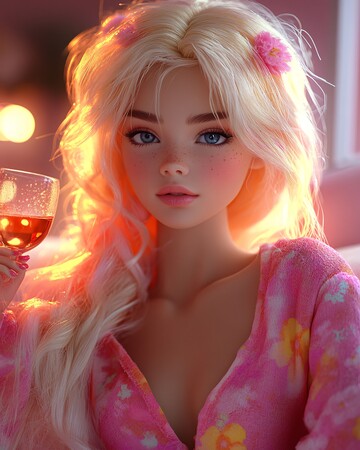 女孩喝红酒坐沙发3