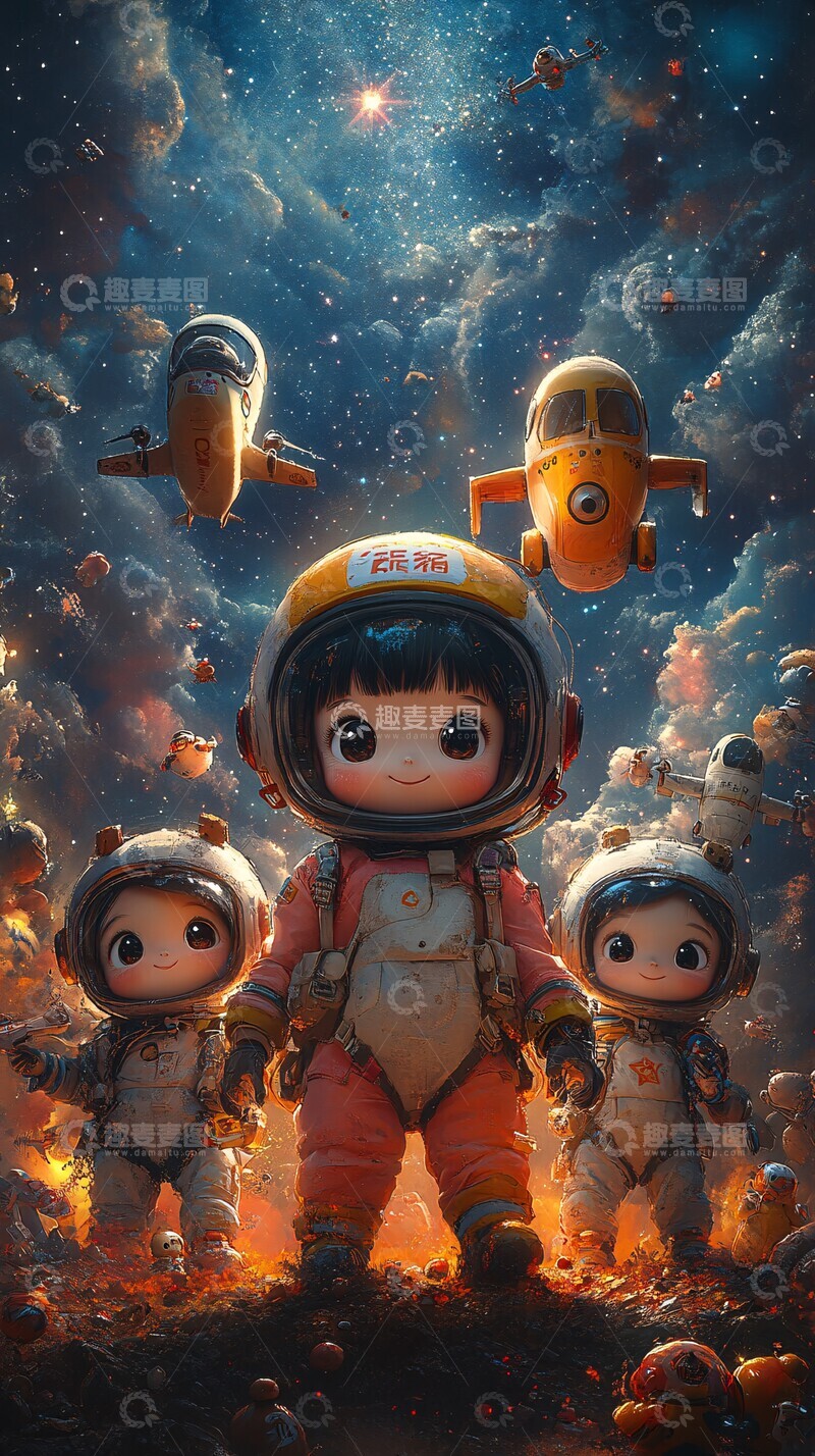 高清大图下载【趣麦麦图】卡通女孩空中赛道3