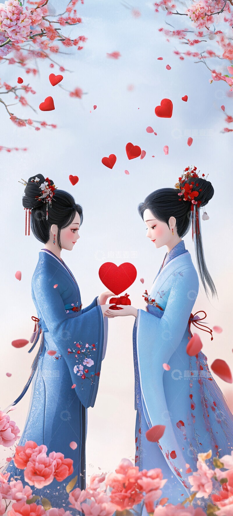 高清大图下载【趣麦麦图】传统情侣牵手礼2