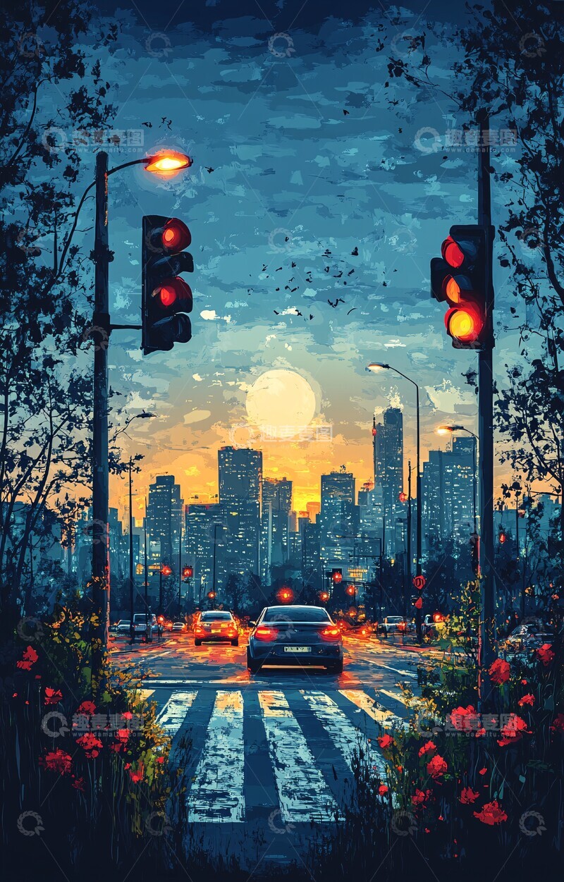 高清大图下载【趣麦麦图】城市街头交通景象3