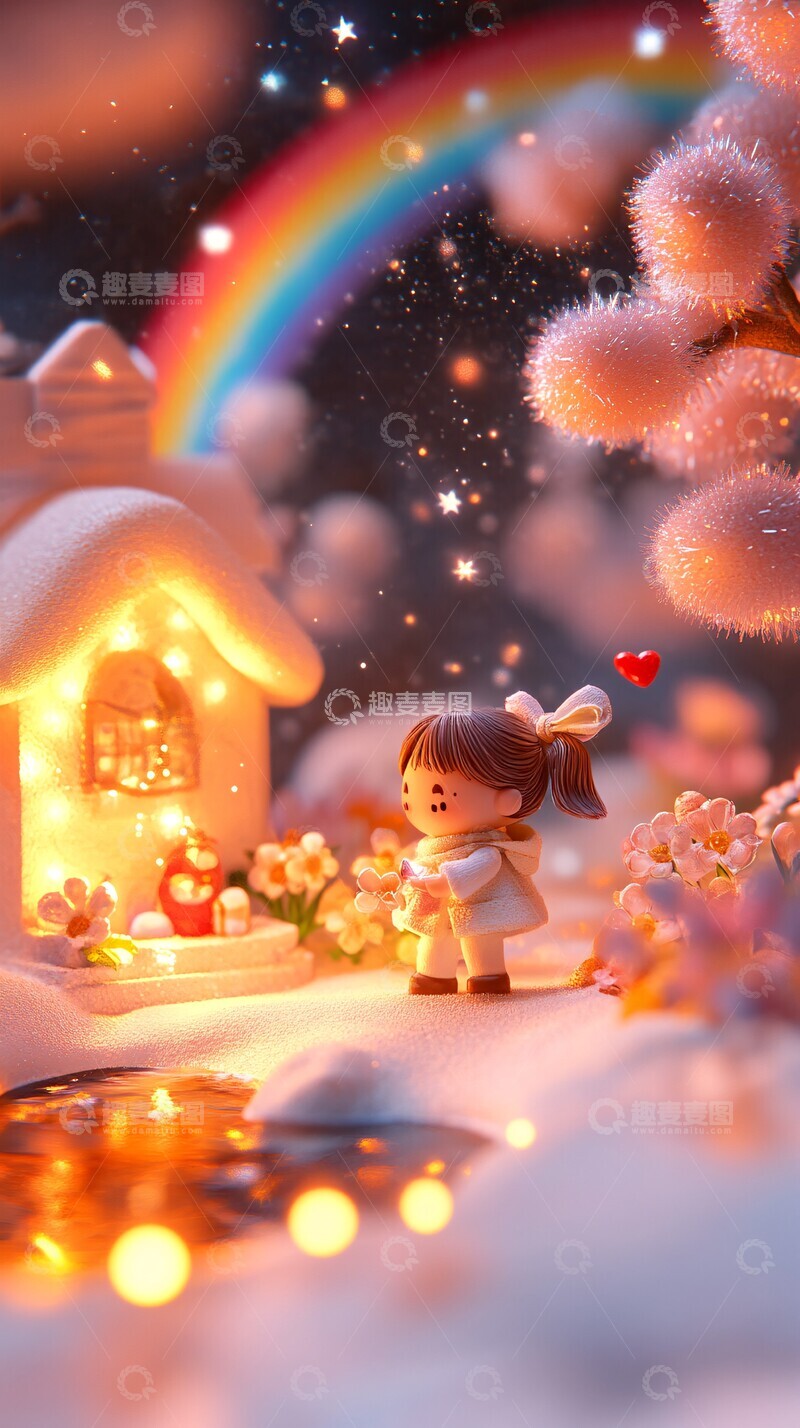 高清大图下载【趣麦麦图】彩虹玻璃花溪流3