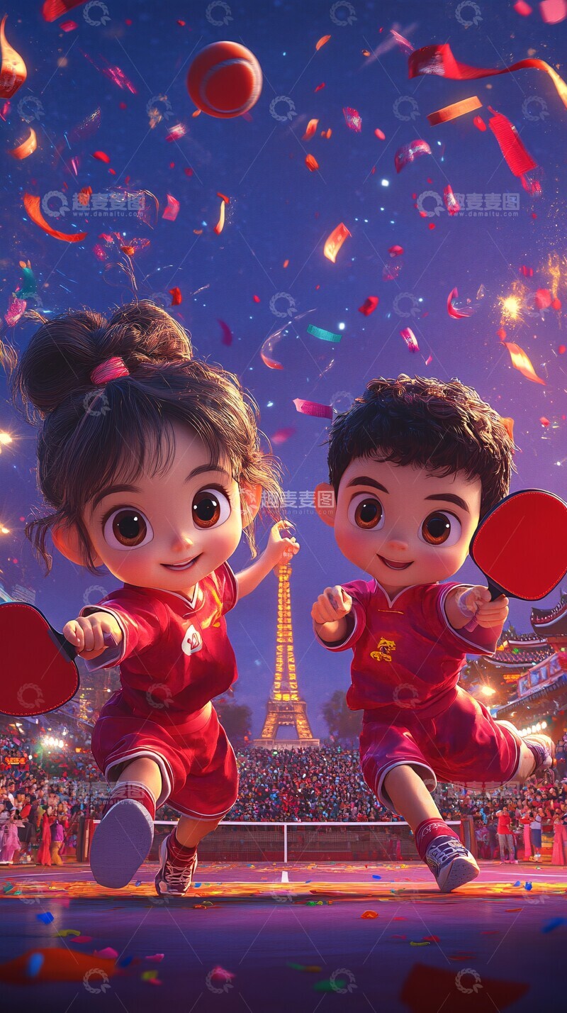 高清大图下载【趣麦麦图】乒乓球比赛场景2