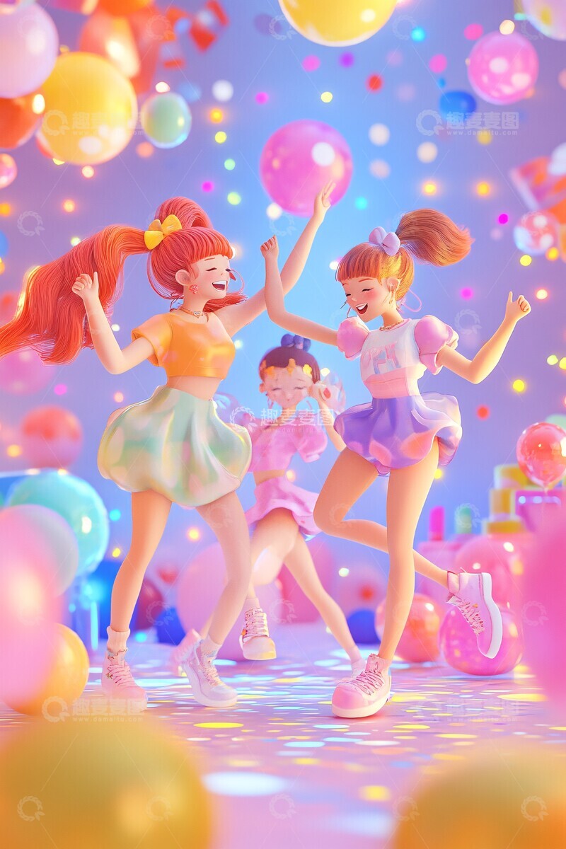 高清大图下载【趣麦麦图】朋友跳舞朋友跳舞卡通3