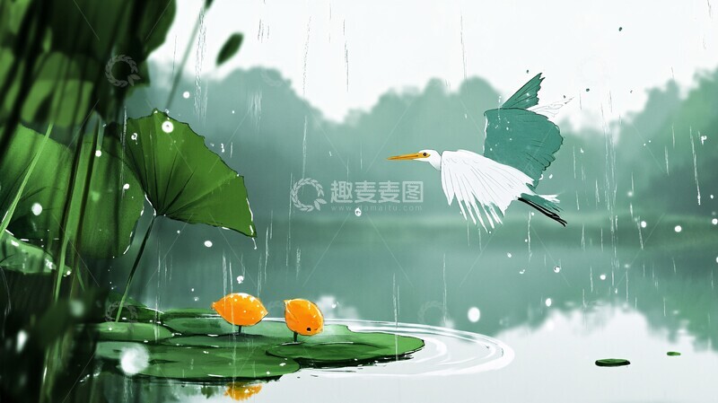 高清大图下载【趣麦麦图】溪山前白鹭飞桃水鳜鱼肥3