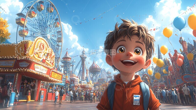 高清大图下载【趣麦麦图】游乐园入口场景3