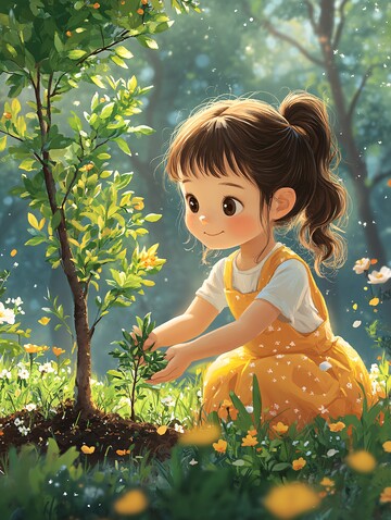 小女孩种树小女孩种树公园2