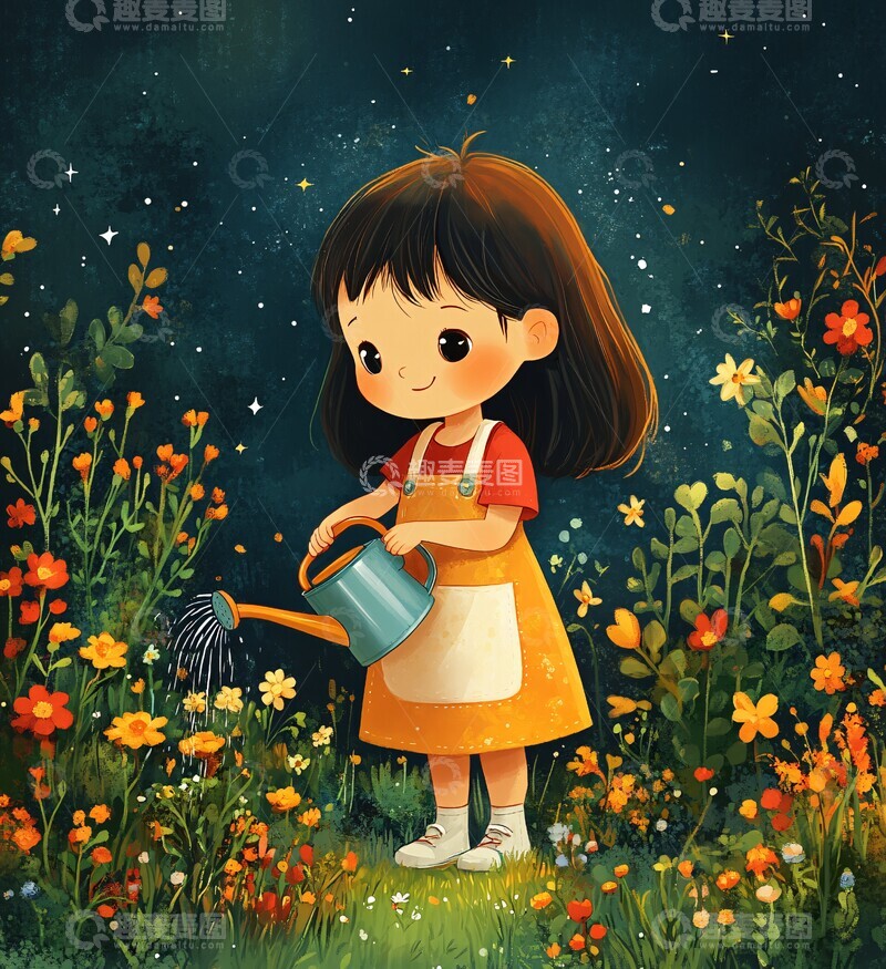 高清大图下载【趣麦麦图】女孩浇花图女孩浇花花园2