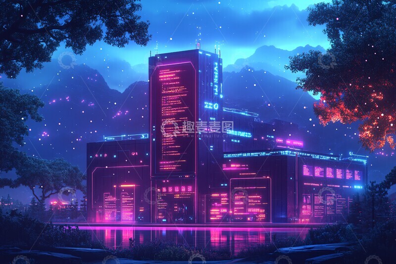 高清大图下载【趣麦麦图】紫色霓虹字体设计2